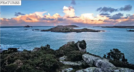  ??  ?? The view from northern Tresco, 30 miles off the Cornwall coast, which could be facing its first murder in 40 years if the death of Josh Clayton is found to be foul play as his mother, Tracey, pictured below with Josh and inset, believes