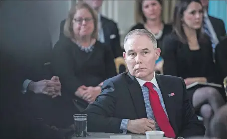  ?? Jabin Botsford Washington Post ?? SCOTT PRUITT, still dealing with fallout from his travel spending, now faces questions about his low rent and high raises for confidants.