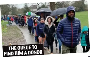  ??  ?? Hope: Volunteers line up to be tested at Oscar’s school THE QUEUE TO FIND HIM A DONOR