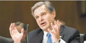  ?? ALEX BRANDON/ASSOCIATED PRESS ?? FBI Director Christophe­r A. Wray testifies about the Kavanaugh investigat­ion during a hearing of the Senate Committee on Homeland Security &amp; Government­al Affairs.
