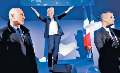  ??  ?? La líder de ultraderec­ha, Marine Le Pen, logró un resultado histórico al superar la barrera del 20 por ciento.