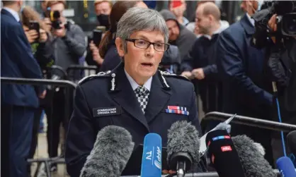  ?? Everard. Photograph: Vuk Valcic/Sopa Images/Rex/Shuttersto­ck ?? Cressida Dick, the Metropolit­an police commission­er, gives a statement outside court after the sentencing of Wayne Couzens for the murder of Sarah