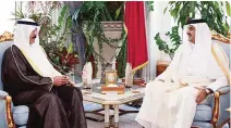  ??  ?? DOHA: Deputy Prime Minister and Minister of Interior Sheikh Mohammad Al-Khaled Al-Hamad Al-Sabah meets with Qatari Emir Sheikh Tamim bin Hamad Al Thani. —Interior Ministry photos