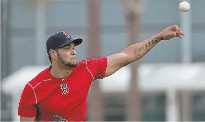  ?? STAFF PHOTO BY MATT STONE ?? POSITIVE SIGNS: Red Sox left-hander Eduardo Rodriguez allowed one run on three hits and a walk, striking out three in four innings of yesterday’s 6-5 loss against the Phillies in Fort Myers.