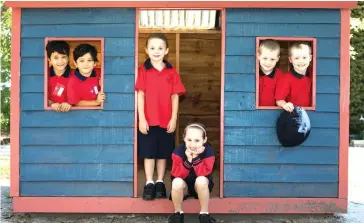  ??  ?? Starting prep was a little easier for some Bunyip Primary School students last week who had the company of their twin brother or sister. Three sets of twins began in prep including (from left) Atlas and Adam Tourk, Jackson and Jasmine Olson and Gus and...