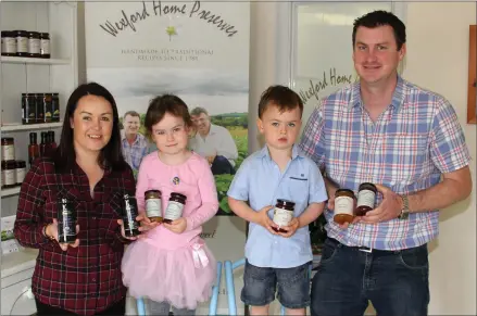  ??  ?? Laura and Tom Sinnott with their daughter Lila and son Robbie of Wexford Home Preserves, Waterford Road Business Park.