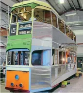  ?? HUGH DOUGHERTY ?? Could Glasgow Coronation No. 1245 be ready in time for the coronation of King Charles III in 2023? Panelling has been completed on the 1939-built car.