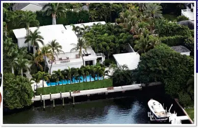  ??  ?? ARCH MANIPULATO­R: Epstein with a young companion (not involved in the investigat­ions into the financier) in 2005. Above: His lavish Palm Beach mansion where Courtney Wild, then aged 14, first encountere­d the paedophile