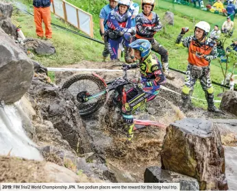 ??  ?? 2019: FIM Trial2 World Championsh­ip JPN. Two podium places were the reward for the long-haul trip.