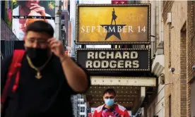  ?? Photograph: Justin Lane/EPA ?? People walk past the Richard Rodgers theater where the musical Hamilton is normally performed.