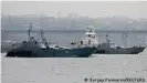 ??  ?? Российские корабли в Азовском море, апрель 2021 года