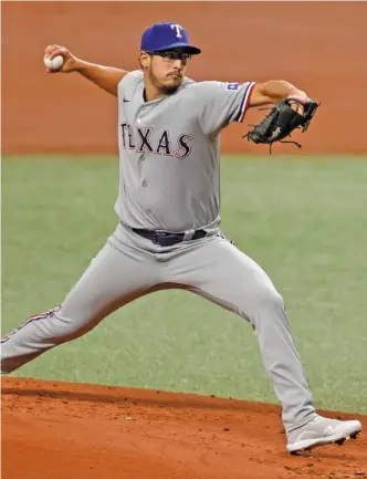  ?? DOUGLAS P. DEFELICE/GETTY IMAGES ?? Dane Dunning hasn’t allowed a run in his last 14 innings and is 1-0 with a 0.60 ERA, 16 strikeouts and two walks in three starts for the Rangers after the Sox traded him for Lance Lynn.