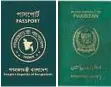  ??  ?? New rules Bangladesh­i (left) and Pakistani passports. From September 2010, the UAE stopped issuing new visas to Pakistanis holding handwritte­n passports.