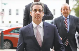  ?? Pablo Martinez Monsivais / Associated Press 2017 ?? Michael Cohen, President Trump’s personal attorney, has said he paid porn star Stormy Daniels $130,000 out of his pocket while asserting Trump never had sex with the actress.