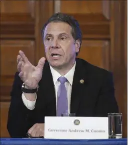  ?? HANS PENNINK — THE ASSOCIATED PRESS ?? New York Gov. Andrew Cuomo speaks during a cabinet meeting in the Red Room at the Capitol on Feb. 28in Albany.