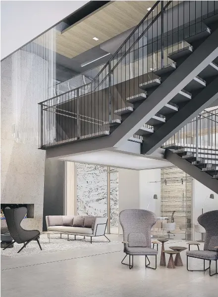  ?? — PNG FILES ?? An artist’s rendering depicts the lobby of Equinox, an upscale fitness centre and spa to open at 1111 West Georgia St. by year’s end. It’s the third Equinox site in Canada, the first in Vancouver.