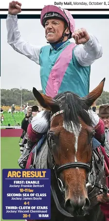  ??  ?? Pleased as punch: Dettori revels in his victory