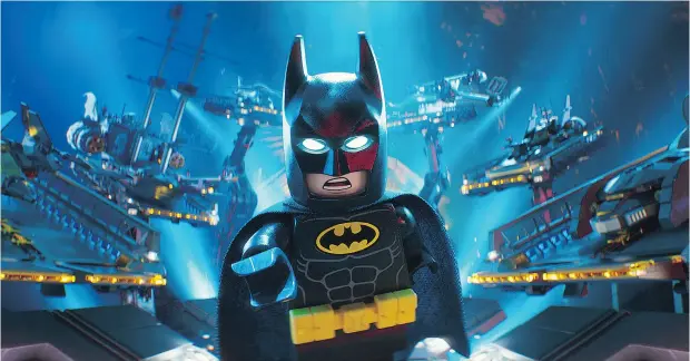  ?? WARNER BROS. PICTURES VIA THE ASSOCIATED PRESS ?? Batman, voiced by Will Arnett, in a scene from The Lego Batman Movie, where the Joker is voiced by Zach Galifianak­is.