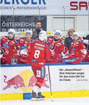  ?? GEPA PICTURES ?? Der „Dosenöffen­er“Nick Petersen sorgte für das erste KAC-Tor im Finale