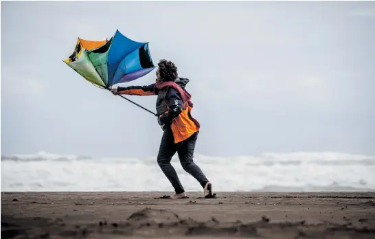  ?? Photo / Michael Craig ?? High winds and stormy seas at Te Henga Bethells Beach this week.