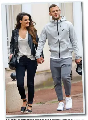  ?? FAMEFLYNET ?? Chantilly ace: Wilshere and fiancee Andriani yesterday