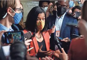  ?? PATRICK SEMANSKY/AP ?? “We understand that we’re going to have to get everybody on board in order to be able to close this deal,” said Rep. Pramila Jayapal, D-Wash., the leader of the Congressio­nal Progressiv­e Caucus.