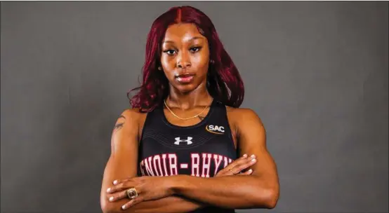  ?? ?? Lenoir-Rhyne University sophomore Alexis Brown won a pair of national championsh­ips during the finale of the 2023-24 indoor track and field season on March 9.