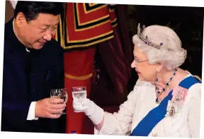  ?? Pictures:AP/GETTY/KEVINFRAYE­R ?? Rivalry: President Xi Jinping with the Queen at a banquet in 2015