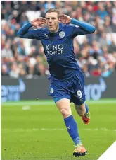  ??  ?? ■ Jamie Vardy celebrates his goal.