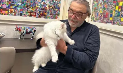  ?? ?? Nino Frassica with his cat Hiro. Photograph: Instagram