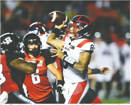  ?? JUSTIN TANG/THE CANADIAN PRESS FILES ?? Alouettes QB Vernon Adams Jr. has the talent to become a great starting quarterbac­k, says Herb Zurkowsky. With seven games remaining in the season, he has passed for nearly 1,800 yards and a league-leading 13 touchdowns.