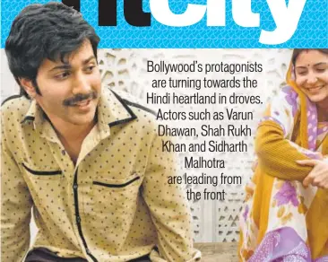  ??  ?? Actors Varun Dhawan and Anushka Sharma play a middleclas­s couple from Madhya Pradesh in Sui Dhaaga; (Below) Shahid Kapoor will apparently be seen as a Garhwali lawyer in Batti Gul Meter Chaalu