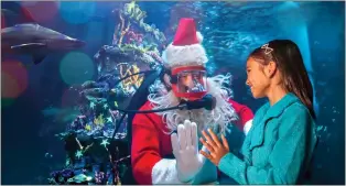  ?? COURTESY OF ADVENTURE AQUARIUM ?? Scuba Santa greets a visitor to Christmas Underwater, which continues through Saturday at Adventure Aquarium, Camden, N.J.