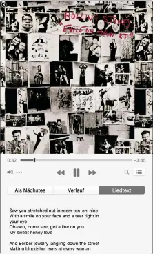  ??  ?? Im Mini-player lässt sich nun auch der Songtext anzeigen, falls er in Apples Datenbank hinterlegt ist.