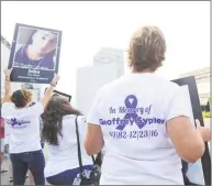  ?? Bob Luckey Jr. / Hearst Connecticu­t Media file photo ?? Demonstrat­ors assembled to protest outside Purdue Pharma's headquarte­rs in downtown Stamford on Internatio­nal Overdose Awareness Day in August. Purdue Pharma is the maker of the opioid pain medication, OxyContin, a drug the protestors say is highly addictive and is responsibl­e for the deaths of their loved ones.