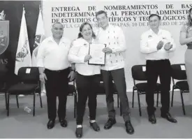  ?? ?? Resalta entrega de nombramien­tos de base y contratos indetermin­ados a personal docente y administra­tivo del Cecyte Chiapas