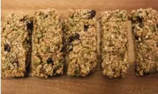  ??  ?? Don’t expect your no-bake granola bars to be dry and crispy like most store-bought versions. These are soft and moist.