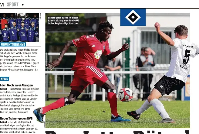  ??  ?? Bakery Jatta durfte in dieser Saison bislang nur für die U21 in der Regionalli­ga Nord ran.