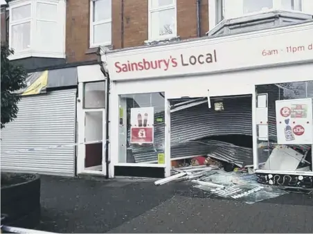  ??  ?? Damage caused to the East Boldon Sainsbury’s Local. Picture: Sarah Devenport