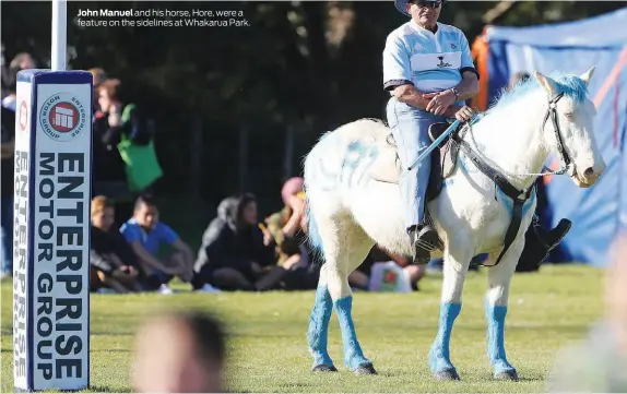  ??  ?? John Manuel and his horse, Hore, were a feature on the sidelines at Whakarua Park.