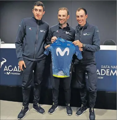  ??  ?? Marc Soler, Alejandro Valverde y Enric Mas, en la rueda de prensa previa a la Challenge de Mallorca 2020.