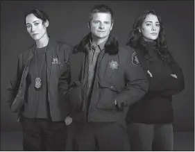  ??  ?? The Crossing, a new ABC sci-fi thriller, debuts at 9 p.m. today. It stars (from left) Sandrine Holt, Steve Zahn and Natalie Martinez. The series opens with an apparent disaster along the coast.