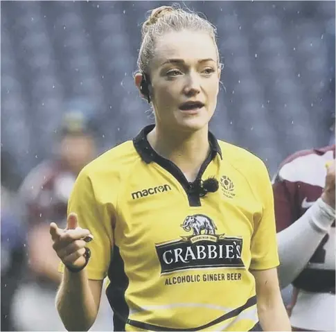  ??  ?? 0 Hollie Davidson of Aboyne will referee her first men’s profession­al match when Munster take on Benetton in the Guinness Pro14