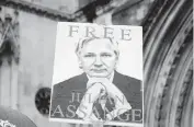  ?? HUGO PHILPOTT UPI ?? Britain’s High Court ruled on Tuesday that Assange can make a fresh appeal against his extraditio­n to the U.S.