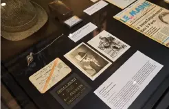  ?? ?? ABOVE LEFT: A display of artefacts connected to French psychic detective Leon Couette, including his dowsing pendulum and hat. ABOVE RIGHT: Magnetism researcher Henri Durville. BELOW LEFT: A collection of cutlery bent by young French followers of metal bender Uri Geller. BELOW RIGHT: Zenner cards and photograph­s of experiment­s from the Yvonne Duplessis collection.