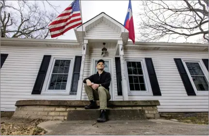  ?? PHOTO BY BRANDON WADE ?? Ricardo Diaz sits outside of his three-bedroom home in a wooded lot in Gilmer, Texas, on Feb. 7. Diaz and his family moved to East Texas two years ago but is now considerin­g putting the house on the market this spring and moving back to the Bay Area.