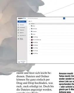  ??  ?? Amazon macht Teilen leicht: Entweder sendet man einen Link zur entspreche­nden Datei – oder schickt sie gleich per E-MailAnhang weg.
