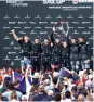  ?? ?? The New Zealand Sailgp Team lift the trophy after winning the Denmark Sail Grand Prix in Copenhagen