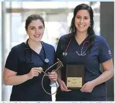  ?? PHOTO: REBECCA WRIGHT ?? Destiny Cadarette and Tirzah Krey were part of the Univrsity of Windsor’s winning team at Nursing Games 2017.