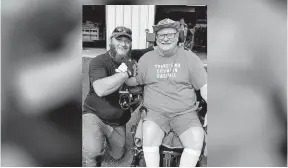  ?? [PHOTO COURTESY OF BILL HAMMOCK] ?? Rocky Sexton, left, and Bill Hammock have become friends after Sexton bought a car from Hammock, then agreed to help rebuild Hammock’s Jeep. Hammock was diagnosed with ALS in 2017.